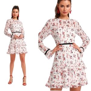 Lulus Floral to See Long Sleeve White Mini Dress
